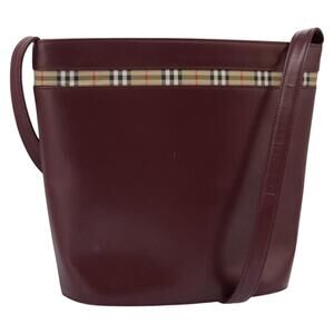 Burberry Shoulder Bag Leather Bordeaux Silver